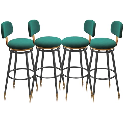Guyifuny Juego de taburetes de Barra de Terciopelo con Altura de mostrador de 1/2/3/4, sillas de Bar de Cocina con Respaldo, Silla giratoria tapizada Moderna for Isla de Cocina(Green 75cm,4 PCS)