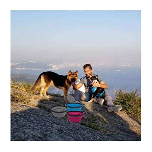 Collapsible Silicone Bowls 3 Pack (XL 25oz Each) with Color Matched Carabiner Clips - Dishwasher Safe BPA FREE Food Grade Silicone Portable Pet Bowls - Foldable for Journeys, Hiking, Kennels & Camping - Image 6