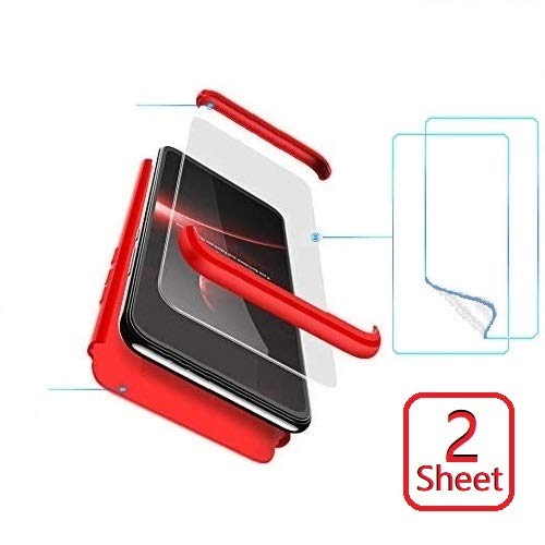 hyujia Compatible para Samsung Galaxy Note 8 Funda(2018) Carcasa 360°Ultra Fina Protectora cojín+Vidrio Templado Pantalla Protector,3 in 1 PC Hard Caja Caso Skin Case Cover Carcasa Galaxy Note 8 Rojo