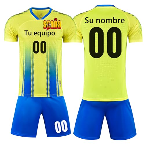 KILUZARNO Camisetas de Futbol Personalizada Equipaciones de Futbol Personaliza Nombre Escudo y Número Regalos Futbol Niños y Hombre