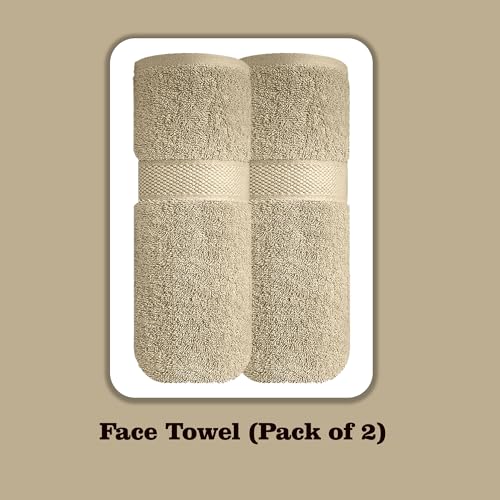 Image of Sulfar 100% Terry Ring Spun Cotton Face Towel - Quick-Dry, Highly Absorbent (480 GSM) (30 x 30 Cm) Beige (Pack of 2)