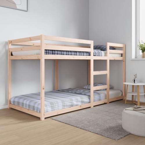 vidaXL Etagenbett, Hochbett mit Leitplanken, Stockbett für Schlafzimmer, Bett Holzbett Einzelbett, Böhmischer Stil, 90x200cm Massivholz Kiefer vidaXL Etagenbett, Hochbett mit Leitplanken, Stockbett für Schlafzimmer, Bett Holzbett Einzelbett, Böhmischer Stil, 90x200cm Massivholz Kiefer