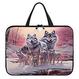 Treer Laptoptasche 10-17 Zoll, Mehrfarbiger Wolf Handtasche Damen Herren, Laptop Tasche mit...