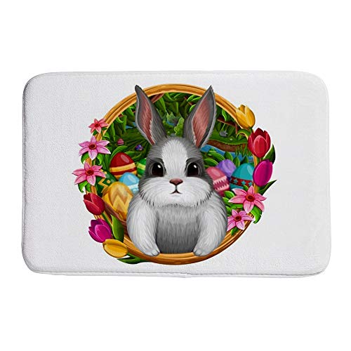 Tapis de bain velours corail doux design unique lapin 36 x 24 "