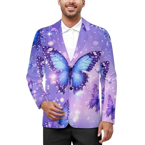 Butterfly Stars Men's Slim Suit Long-Sleeve Prom Tuxedo Classic Two Button Business Jacket