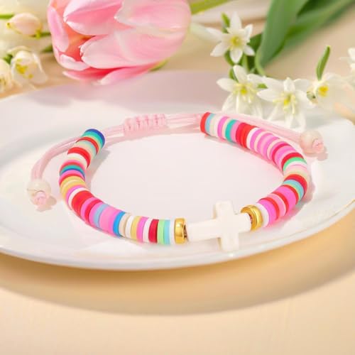Baptism Gifts Cross Bracelet for Girl, First Communion Confirmation Bless Gifts for Teenage Girls Boys, Kindergarten Preschool Graduation Christening Gift for Daughter Granddaughter Godchild