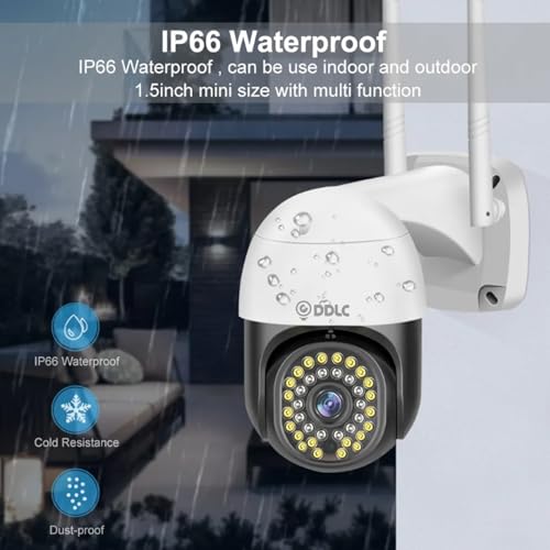 Image of DDLC 5MP WiFi PTZ Security Camera for Home Outdoor | Full HD | 360 Rotation | Color Night Vision | Motion Detection | Two Way Audio | Wireless Home CCTV with Mobile App V380 Pro (Black PTZ)
