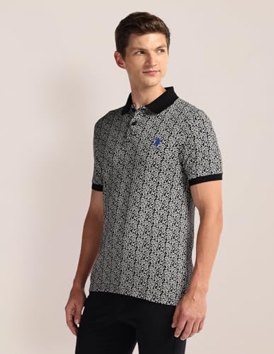 Image of U.S. Polo ASSN. Printed Slim Fit Polo T Shirts for Men - 100% Cotton, Half Sleeves Mens Tshirt