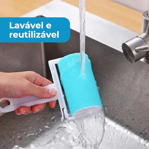 Rolo Removedor de Pelos Lavável e Reutilizável – Adesivo Silicone, Ideal para Roupas, Sofás, Tapetes