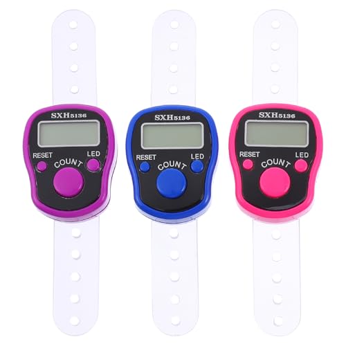 Alasum Contador Digital de Dedos LED 3 Piezas Contador Electrónico Manual Luz Nocturna Anillo Ajustable para Conteo Deportivo y Actividades al Aire Libre Color Color Aleatorio
