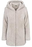 URBAN CLASSICS Giacca per Donna in Sherpa con Cappuccio, Cappotto Lungo dal Taglio Oversize, Chiusura a Zip, Diversi Colori Disponibili, Taglie XS - 5XL