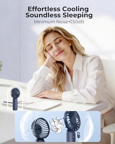 Image of ARCTICOOL Portable Mini Fan - Rechargeable Hand Fan with 3 Adjustable Speeds, 2000mAh Battery, Lightweight Design, Low Noise, and Easy Portability for Indoor and Outdoor Use (Blue)