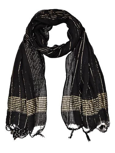 Image of TRENDMALLS Women's Chinon Silk Golden Zari Weaving Stripes Design Dupatta