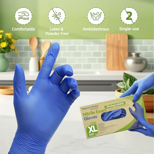 Jointown Biodegradable Nitrile Exam Gloves, Disposable Medical Surgical Gloves, Violet Blue Nitrile Glove, Latex Free, Food Safe, 200 Count, XSmall - Image 4