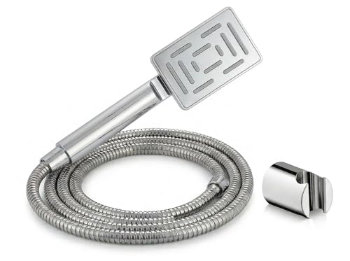 Image of Marcoware ABS Maze Rectangular Design Bathroom Hand Shower set with 1.5 Meter Ultra Flexible Hose & Wall Mount Hook, Chrome, Polished Finish