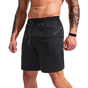 Suwangi Sportbroek voor heren, korte broek, loopshorts, joggingbroek, trainingsshorts met ritszak