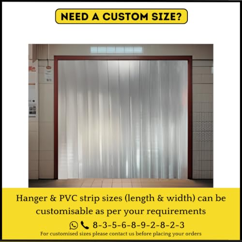 Image of Qlarity Covers 2mm Frosted PVC Door Curtain 40 x 84 Inch Auto Closing | Heavy-duty transparent PVC strip curtain with metal hangers. Helps retain cooling and reduce dust and insects
