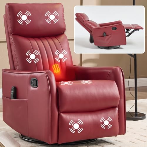 Sillón reclinable con masaje tela roja miniatura 1