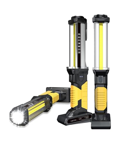 WARSUN LED Work Light 2PC Rechargeable Work Light Portable Flashlight Magnetic 1500 Lumens COB Work Lights Handheld Worklight Trouble Car Inspection Light with Hook for Car Repair Machine Emergency