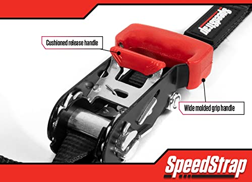 SpeedStrap Alça de catraca preta resistente de 2,54 cm x 45,8 cm com ganchos