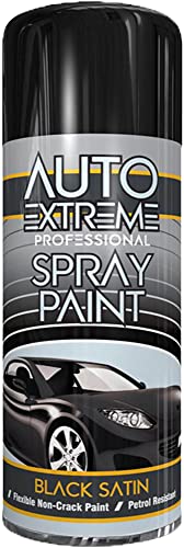 Q&H Black Satin Spray Paint 400ML Automotive Aerosol Metal Paints Sprayer - Hardware Anti Stain & Petrol Resistant Non Crack Painting - Gloss Finish Exterior Fast Dry Wood Plastic Wicker Aluminium (1)