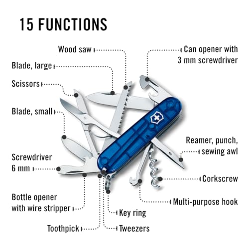 Victorinox Huntsman Swiss Army Pocket Knife, Blue Transparent by Victorinox - Image 4