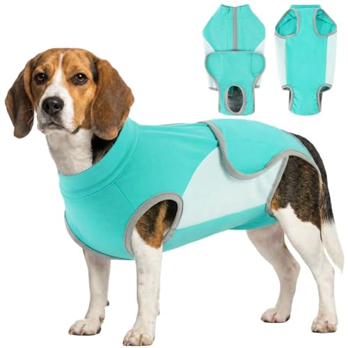 Image of IDOMIK Dog Surgery Recovery Suit for Female Male Dogs, Breathable Dog Recovery Suit with Back Zipper, Protective Pet Surgical Onesie Anti Licking Abdominal Wounds, E-Collar Cone Alternative,Green,XL