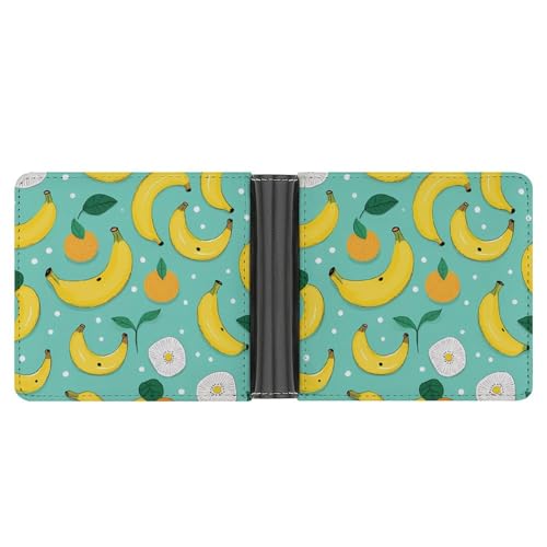 Bananas Tangerine Funny Billfold Wallet Credit Card Holder Slim Passcase Pouch Purse for Men Women