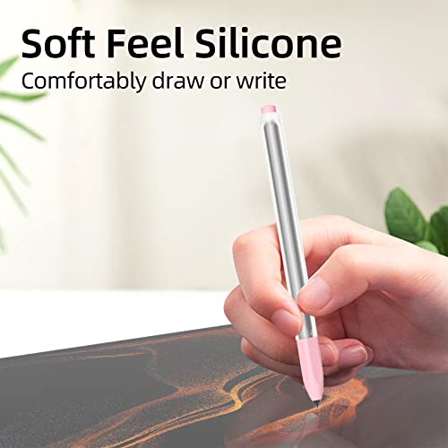 Image of Compatible with Samsung Galaxy Tab S7 /S7+ /S7 FE /S8 /S8+ /S8 Ultra /S9 /S9+ /S9 Ultra Pencil Case S Pen Case, Silicone Translucent Non-Slip Cover. (Pink)