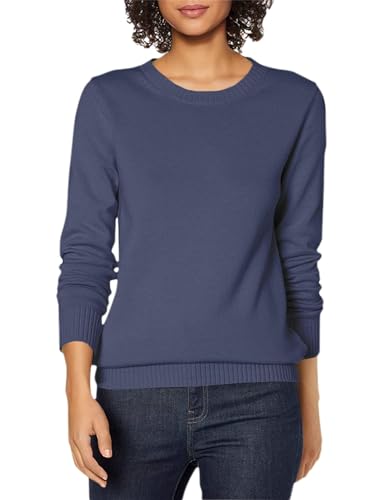 Amazon Essentials Damen Pullover Mit Rundhalsausschnitt Aus 100 % Baumwolle (Erhältlich In Übergröße), Marineblau, L