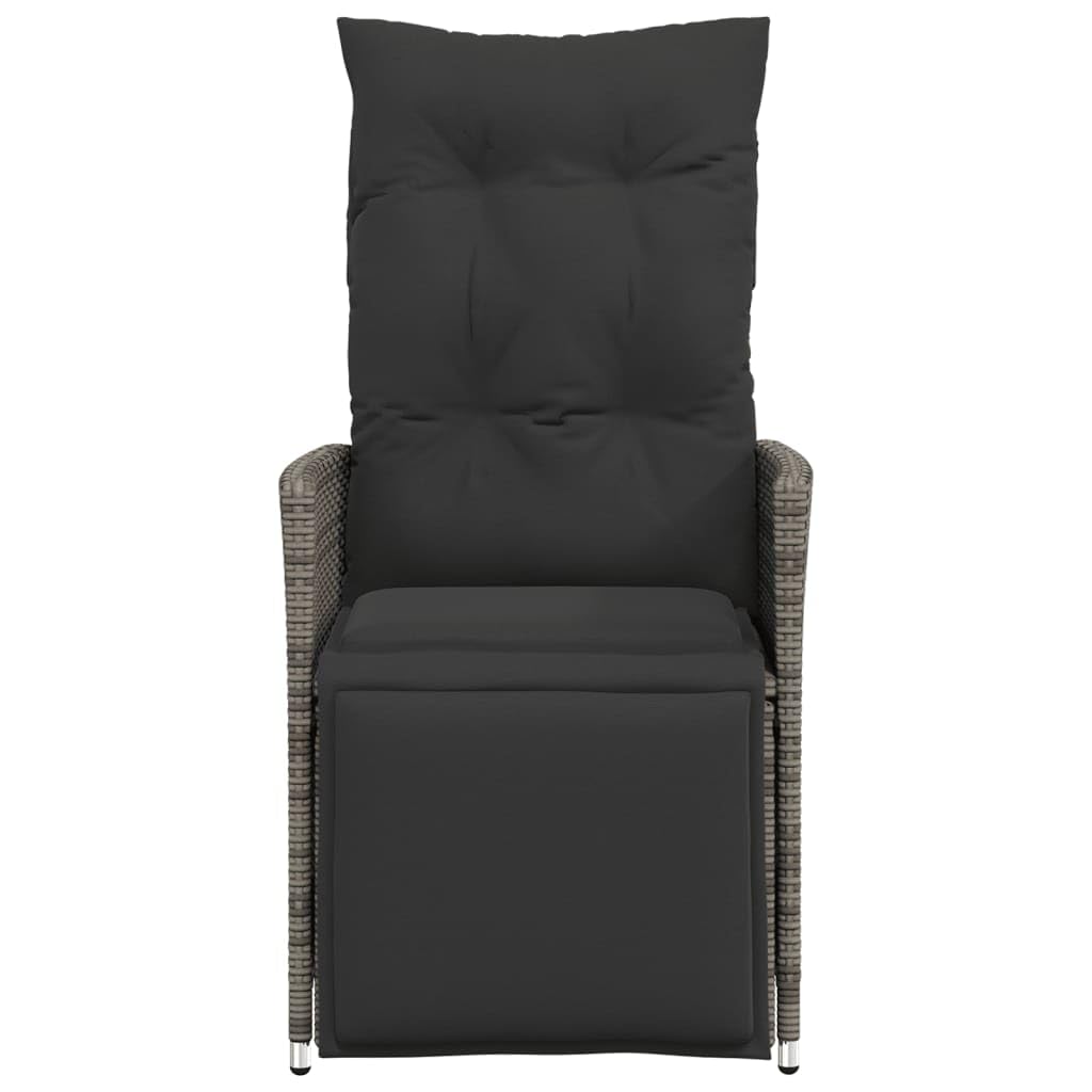 vidaXL Sillón reclinable de jardín con Cojines ratán sintético Gris, Silla de Patio reclinable, Asiento de jardín reclinable, Tumbona