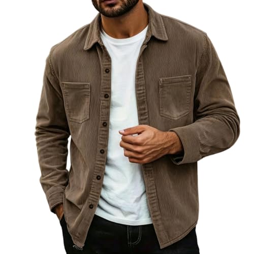 Carydety Work Jackets for Men Long Sleeve Corduroy Button Down Shirt Jacket - image 1