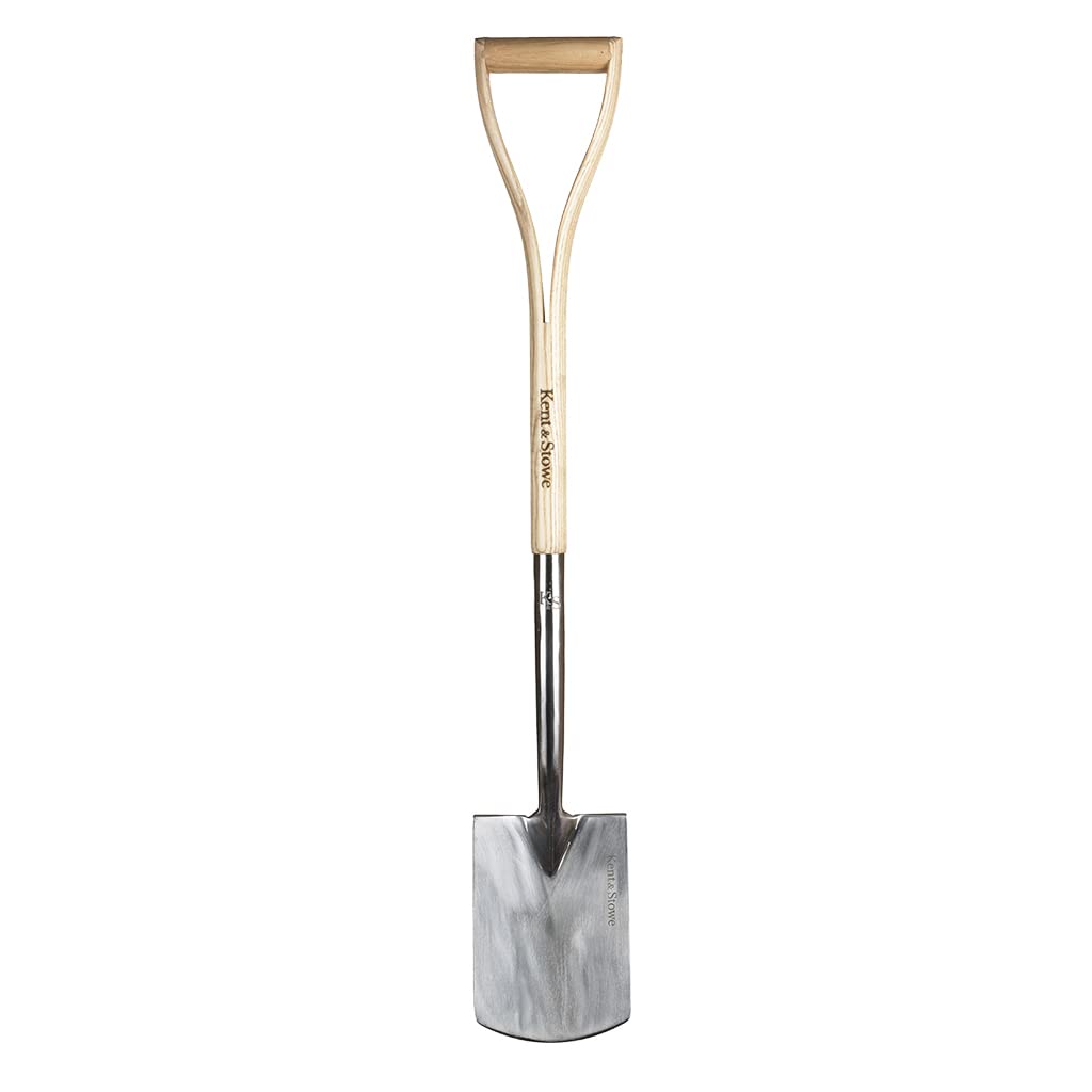 Kent & Stowe Kid's Stainless Steel Graben Spaten, Kompakter und Leichter Gartenspaten, Entwickelt für wachsende Gärtner, Ganzjährig Gartengeräte aus Edelstahl und Eschenholz
