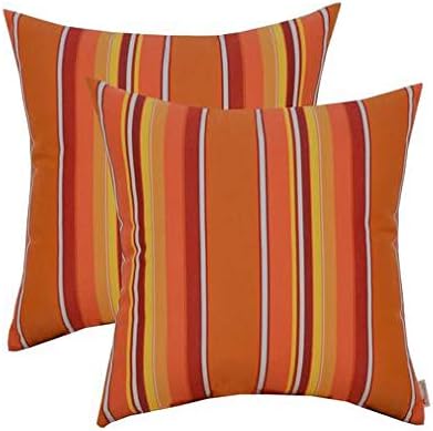 RSH Décor Indoor Outdoor Decorative Set of 2 Sunbrella Throw Toss Pillows, Choose Color & Size (Dolce Mango, 17 x 17)