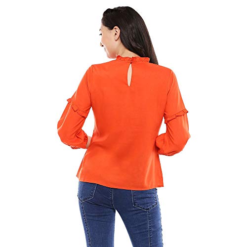 Image of Life by Shoppers Stop Womens Ruffled Collar Solid Top