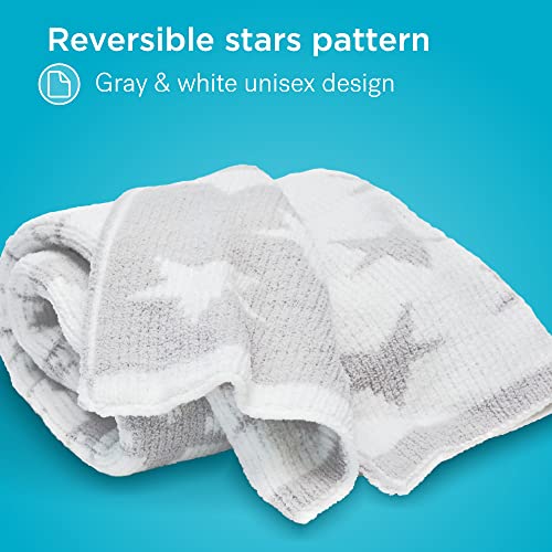 Smilo Baby Blanket with Reversible Gray & White Unisex Star Design - 40