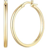 14K Gold Hoop Earrings for Women 14K Gold Earrings for Women Lightweight Gold Hoop Earring for Womens Hoops Earring for Womens 20/30/40mm (30MM-V)