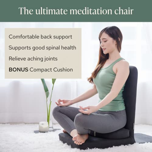 Mindful Modern Folding Pro Meditation Chair - Adjustable Meditation Seat with Back Support and Half Moon Buckwheat Meditation Cushion - Comfortable Mindfulness Living Room Floor Chair - Image 3