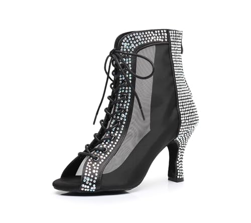 Bottines d'été femme à lacets maille strass chaussure de soirée chic et bal