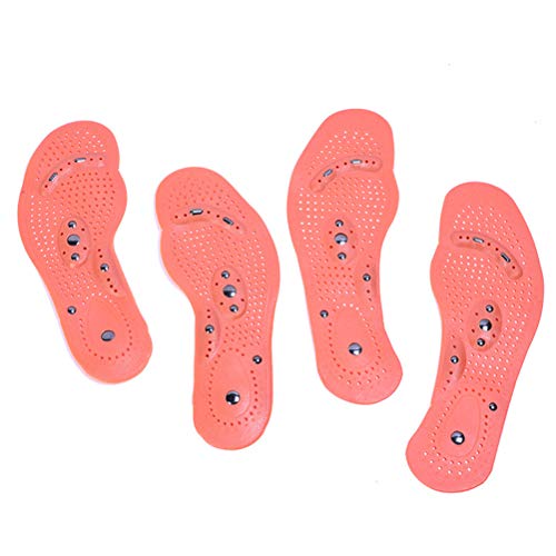 2 pares de palmilhas magnéticas de silicone para massagem terapêutica e saúde LIOOBO (vermelha)