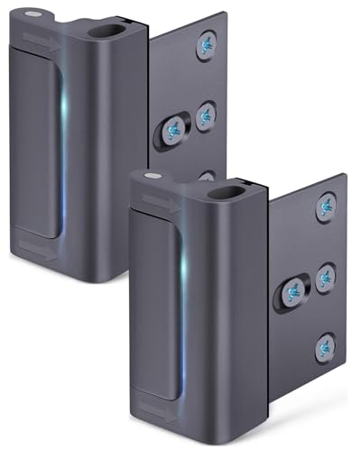 Image of Home Security Door Reinforcement Lock: Metal Door Locks for Front Door Locks for Kids Safety Withstand 800 lbs Child Proof Door Latch for Top Inside Deadbolt Lock Home Defender Guard Flip Extra Lock