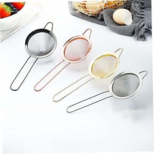 Tea Strainer Stainless Steel Small Filter Strainer Ladle Rust Proof Fine Mesh Strainer Skimmer for Cocktails Herbs Coffee Drinks Black,Small Strainer