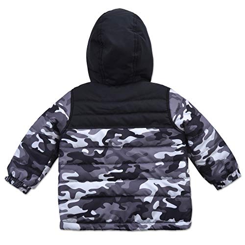 Image of Arctic Quest Boys' Bib Snow Pants and Ski Jacket Water-Resistant Snowsuit For Kids Winter Hooded Jacket, Black Grey Camo, 4