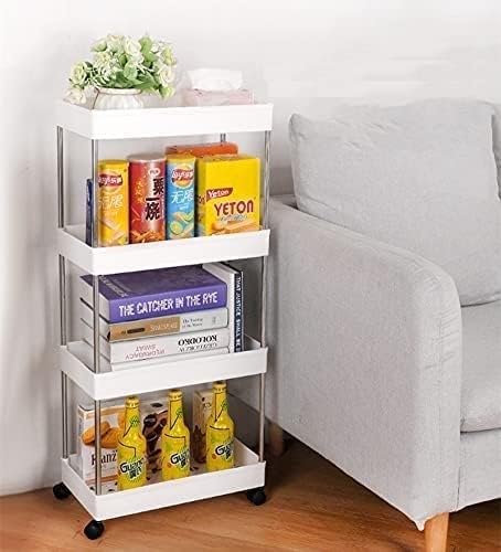 Image of Multipurpose 4-Tier Storage Shelf, Storage Rack with Wheels, Storage Organizer Cart for Kitchen, Pantry Closet, Bedroom, Bathroom(4 Layer, White)
