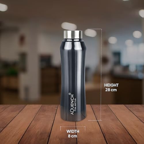 Image of Stainless Steel Water Bottle 1 Litre Bottles for Kids Girls Boys School Adults Office Gym(Black Grey Colour, Steel Cap, Set of 1, 1000 Ml)