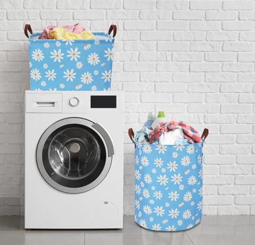 Image of NTAOHAMPER Rectangular Daisy Storage Basket,Collapsible Gift Basket with Handles,Books Box, Room Decor(Daisy)