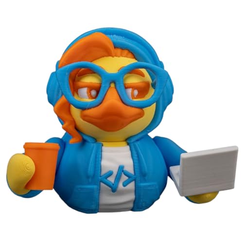 CodeQuacker Female Duck Figurine - Programmer-Themed Desk Decor - Geeky Coding Collectible - 3D Printed in Canada