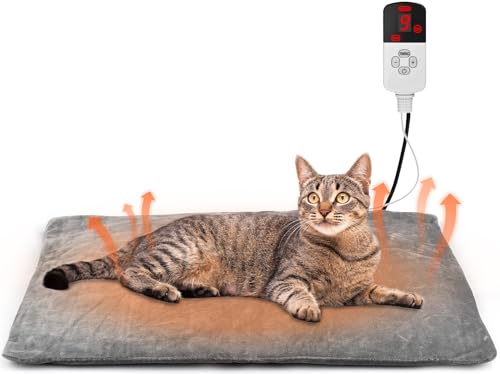 Onherm Heizdecke für Katze 45×45cm, 9 Wärmestufen 12H Timer Elektrisch Wärmedecke für klein und Hunde, Heizmatte mit Abschaltautomatik,...