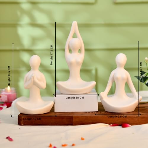 Image of CraftVatika Home Decor Decoration Items for Living Room, Modern Art Lady Yoga Posture Set of 3, Decorative Showpiece Gift for Women, Housewarming Wedding Gifts, Office Shelf Decorations