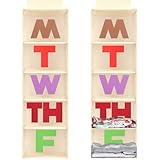 Hahafelt 2 Pcs 5 Shelf Weekly Hanging Closet Organizer for Kids Weekday Daily Activity Clothes Storage Days of The Week Outfit Organizer for Monday Through Friday(White)